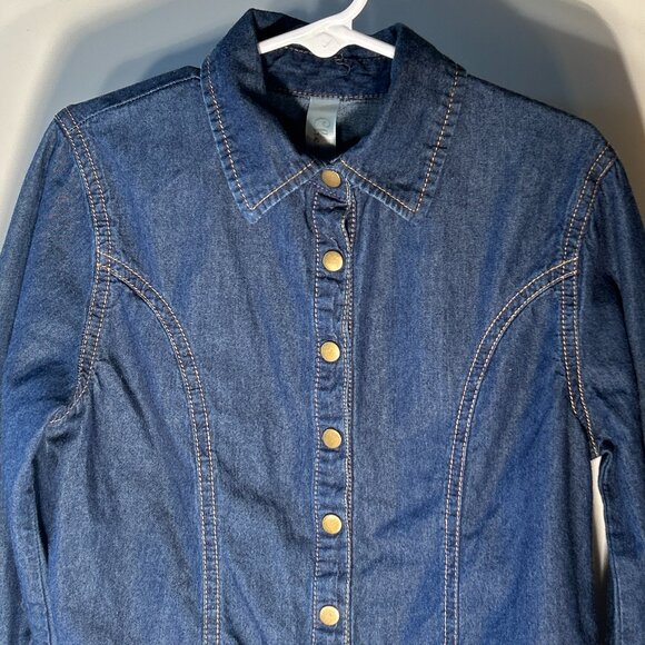 Cherokee Girls SZ M Vintage Blue Denim Top or Dress Western Cottage Prairie 80's - Picture 3 of 11